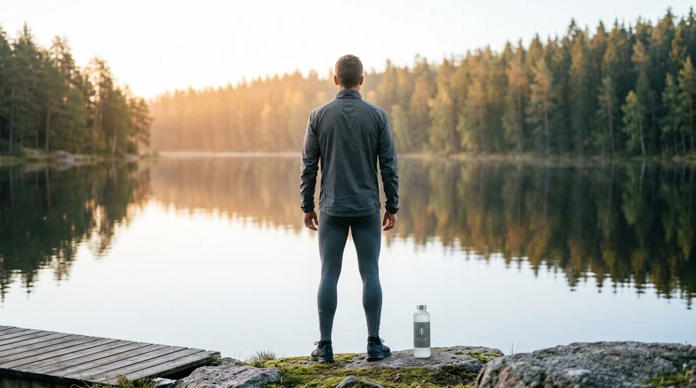Aktiv man i nordisk natur - daglig energi och välmående för män